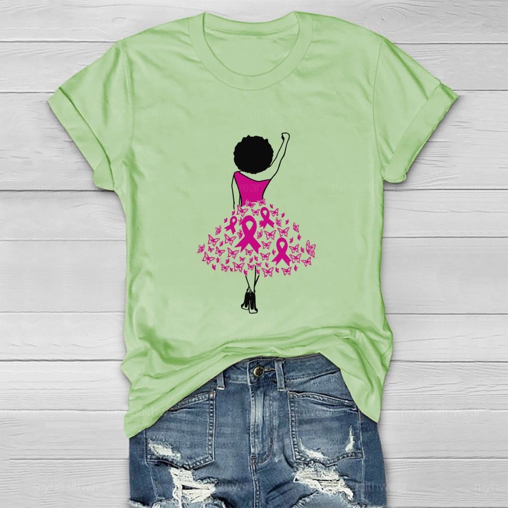 Go Fighting Stand With Her Pink Ribbon Dress Healthwear T-shirt