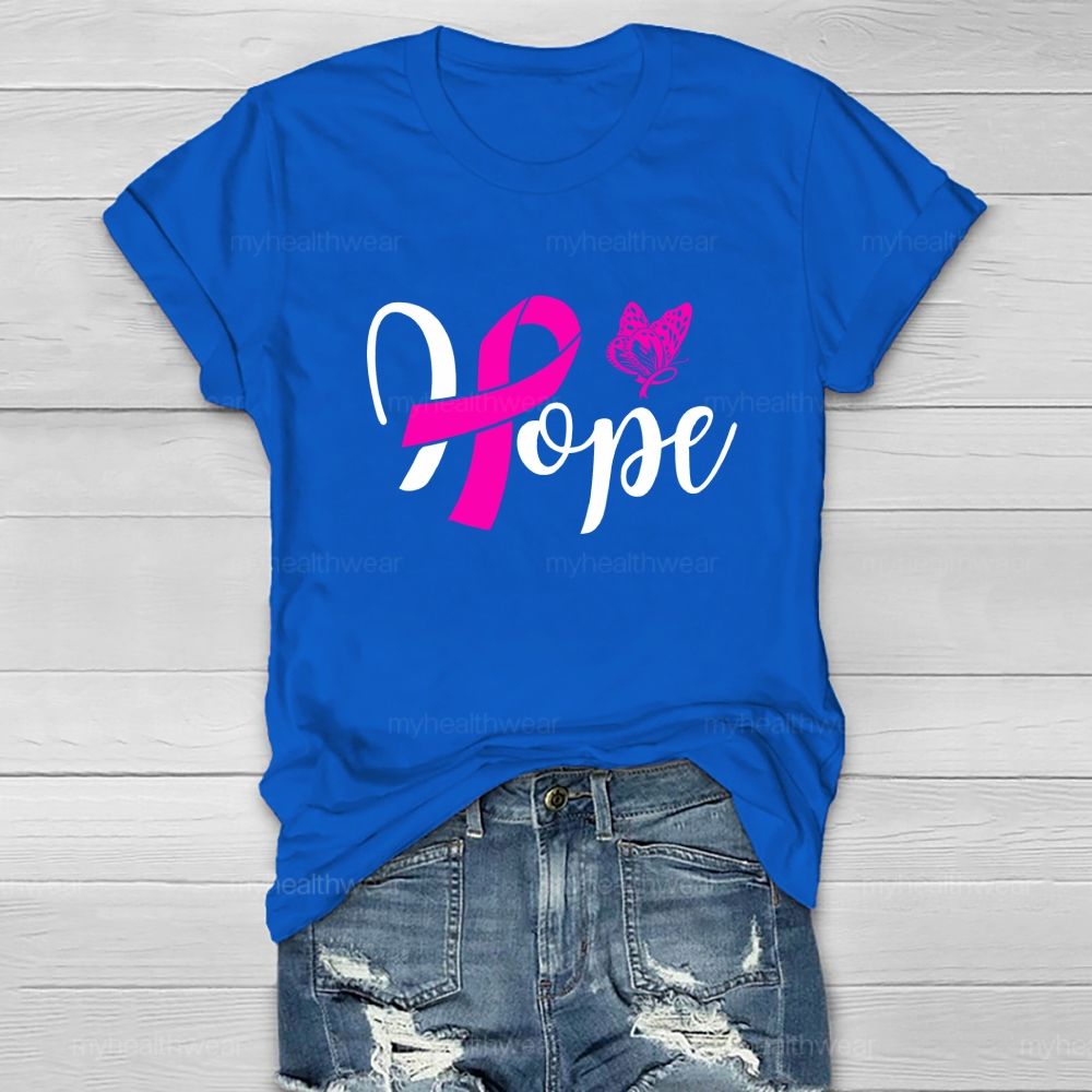 Hope Pink Ribbon Butterfly Healthwear T-shirt