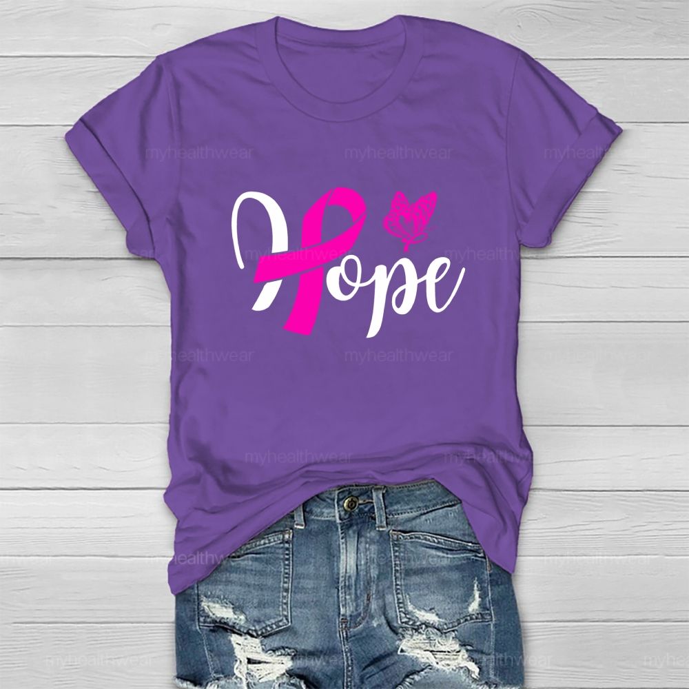 Hope Pink Ribbon Butterfly Healthwear T-shirt