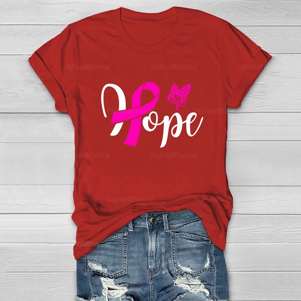 Hope Pink Ribbon Butterfly Healthwear T-shirt