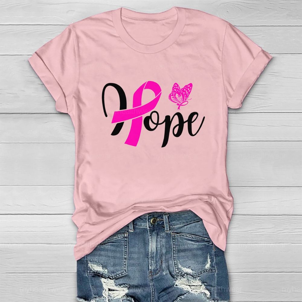 Hope Pink Ribbon Butterfly Healthwear T-shirt