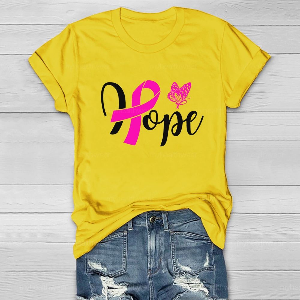Hope Pink Ribbon Butterfly Healthwear T-shirt