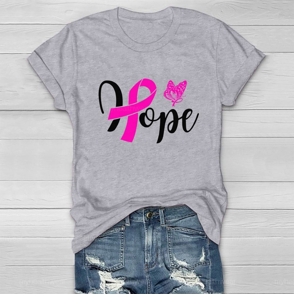 Hope Pink Ribbon Butterfly Healthwear T-shirt