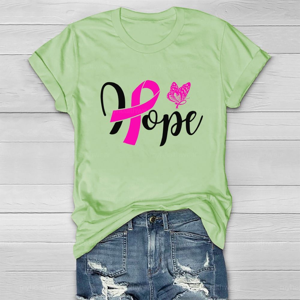 Hope Pink Ribbon Butterfly Healthwear T-shirt