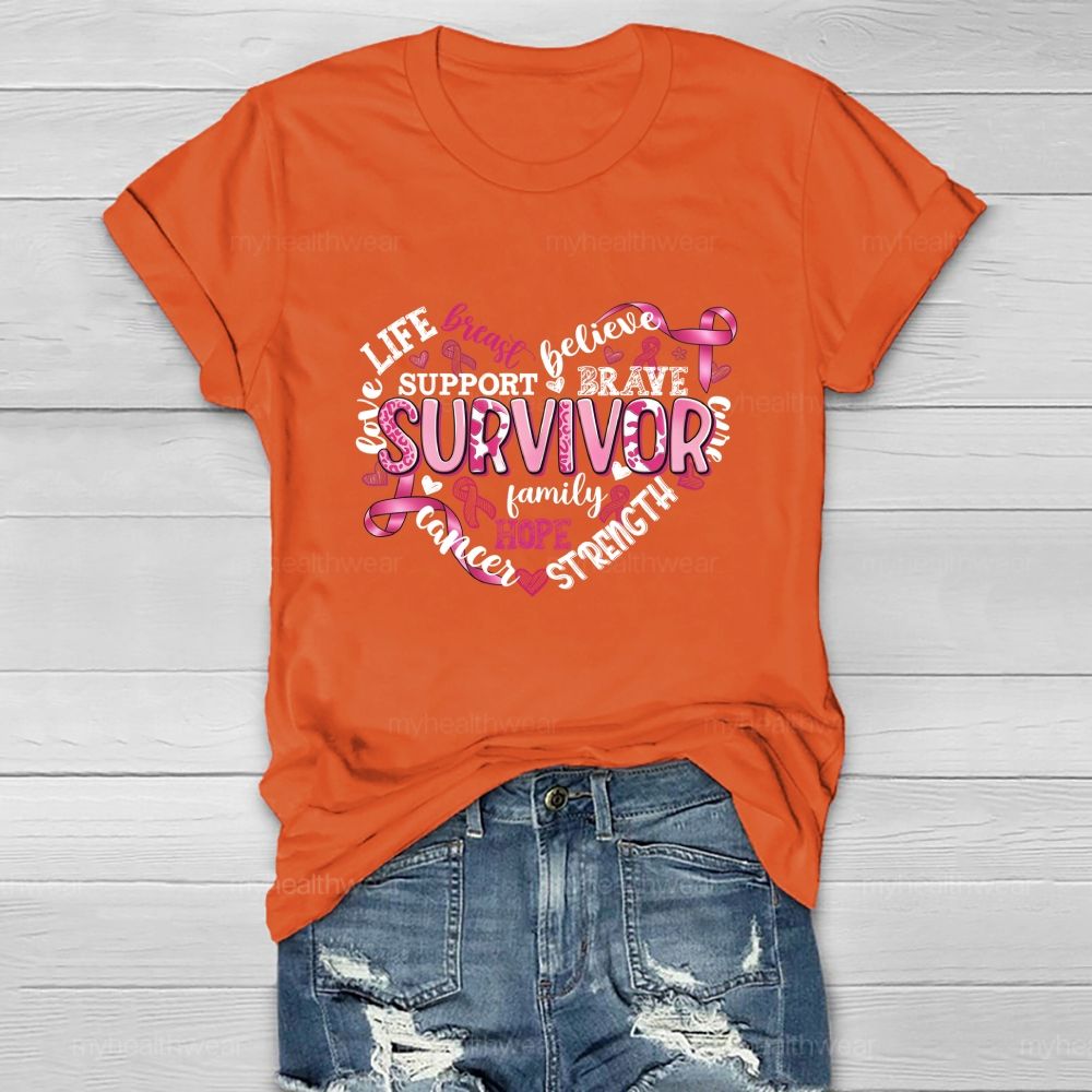 Life Love Breast Believe Support Brave Survivor Healthwear T-shirt