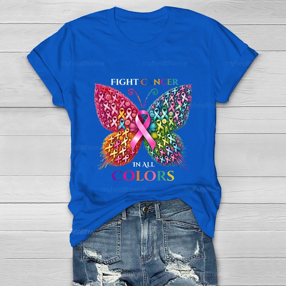 Fight Cancer In All Colors Butterfly Heart  Healthwear T-Shirt