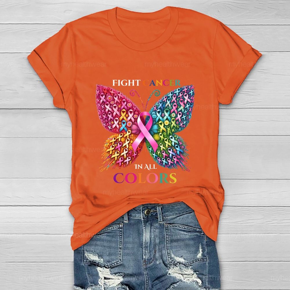 Fight Cancer In All Colors Butterfly Heart  Healthwear T-Shirt