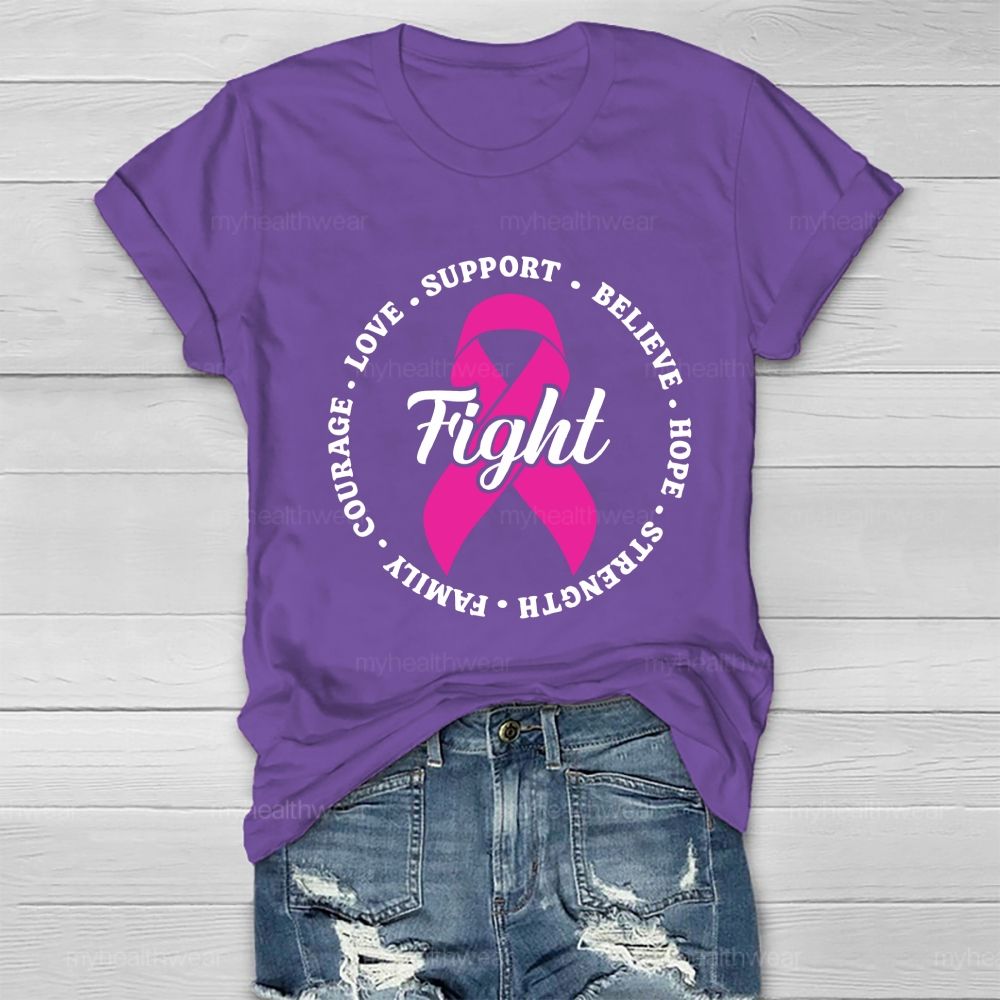 Fight Love Support Pink Ribbon Healthwear T-shirt