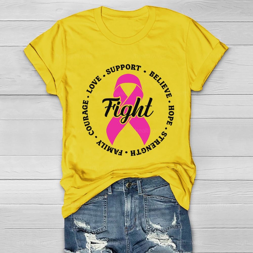 Fight Love Support Pink Ribbon Healthwear T-shirt