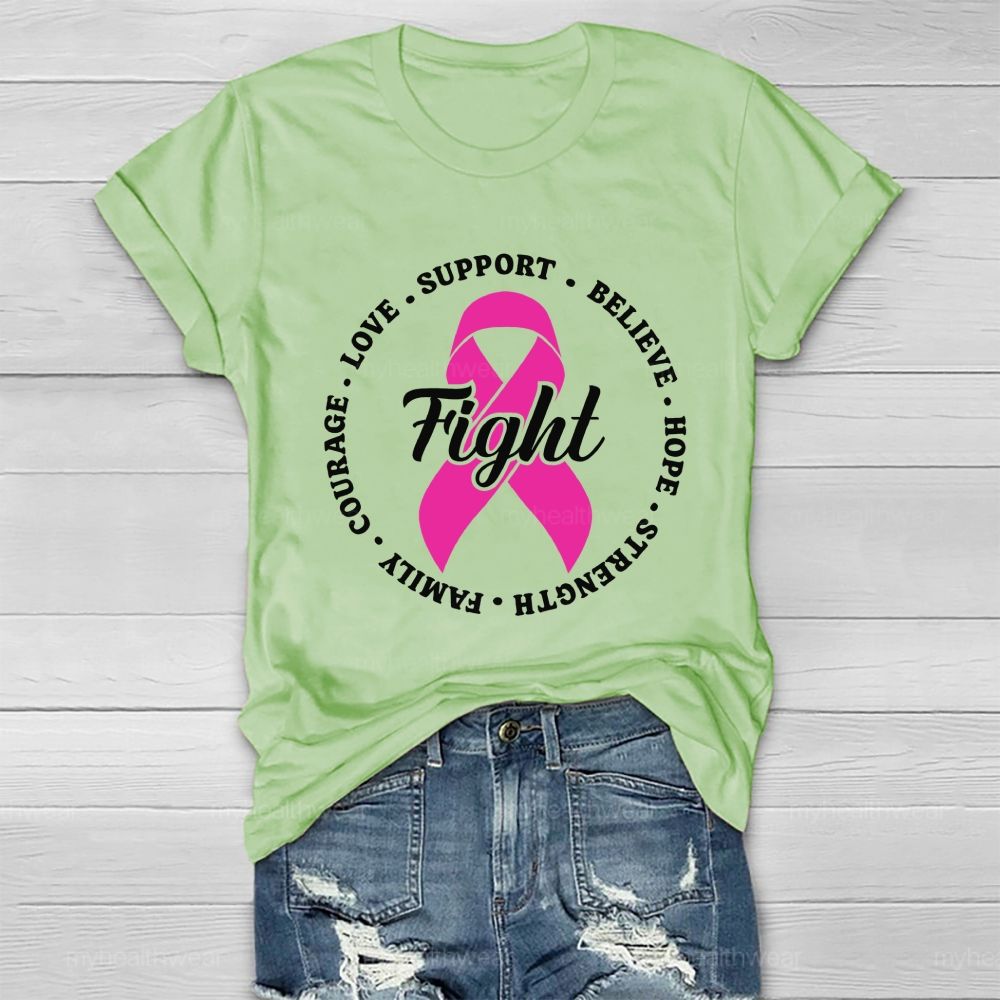 Fight Love Support Pink Ribbon Healthwear T-shirt