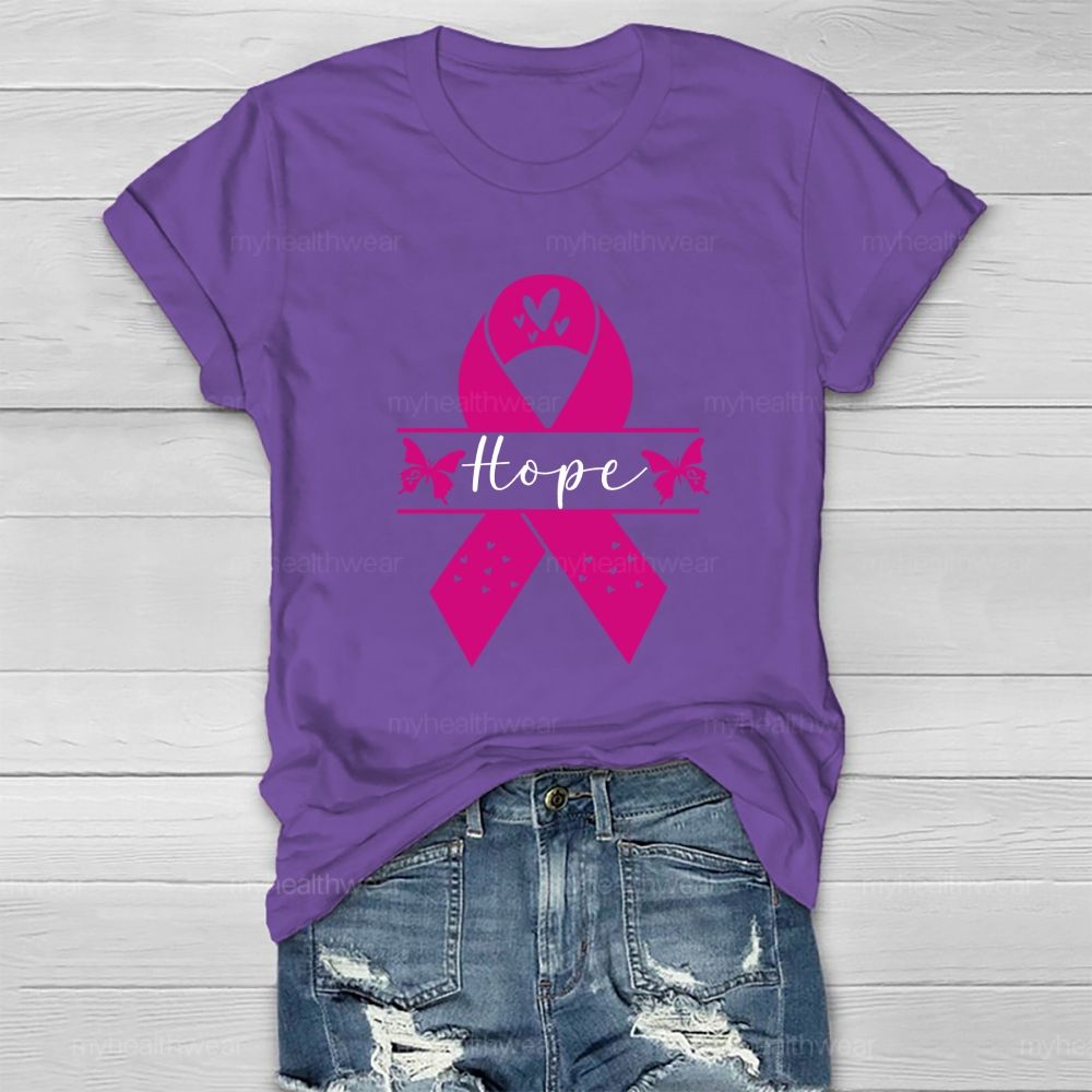 Hope Pink Butterfly Heart Healthwear T-shirt