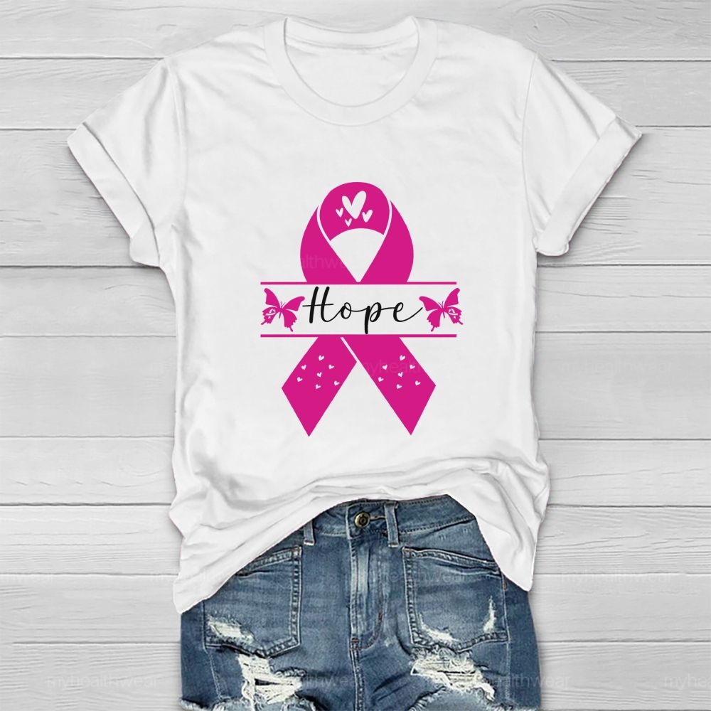 Hope Pink Butterfly Heart Healthwear T-shirt