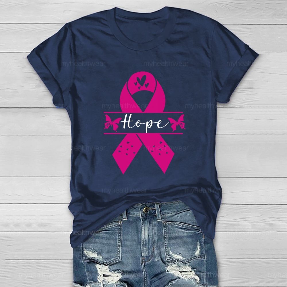 Hope Pink Butterfly Heart Healthwear T-shirt
