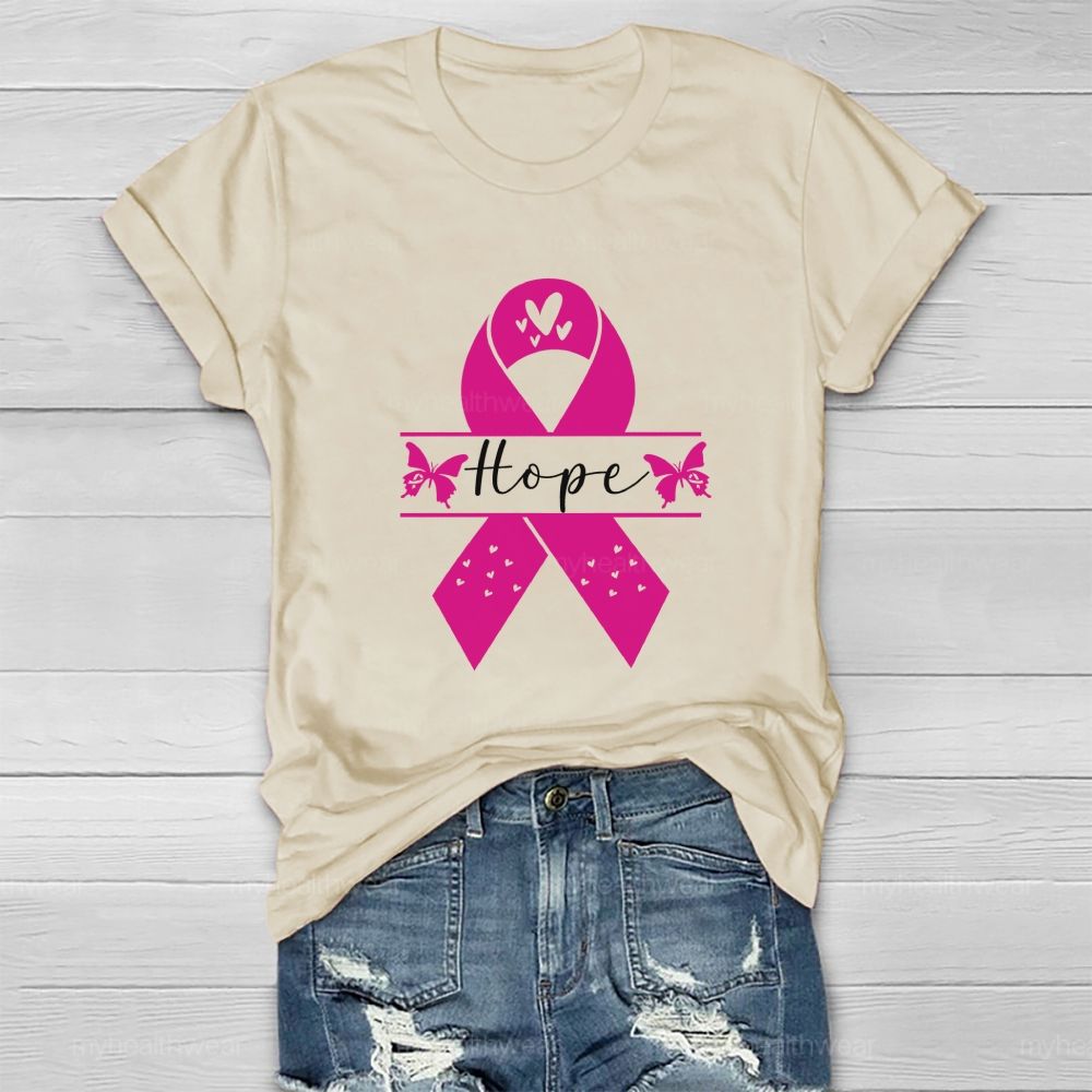 Hope Pink Butterfly Heart Healthwear T-shirt