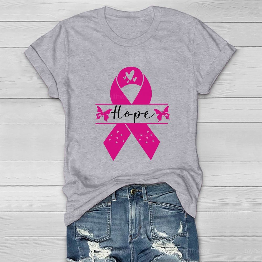 Hope Pink Butterfly Heart Healthwear T-shirt