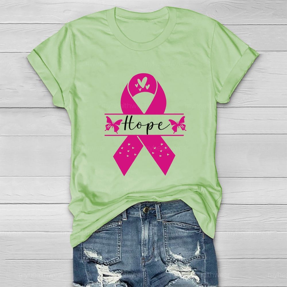 Hope Pink Butterfly Heart Healthwear T-shirt