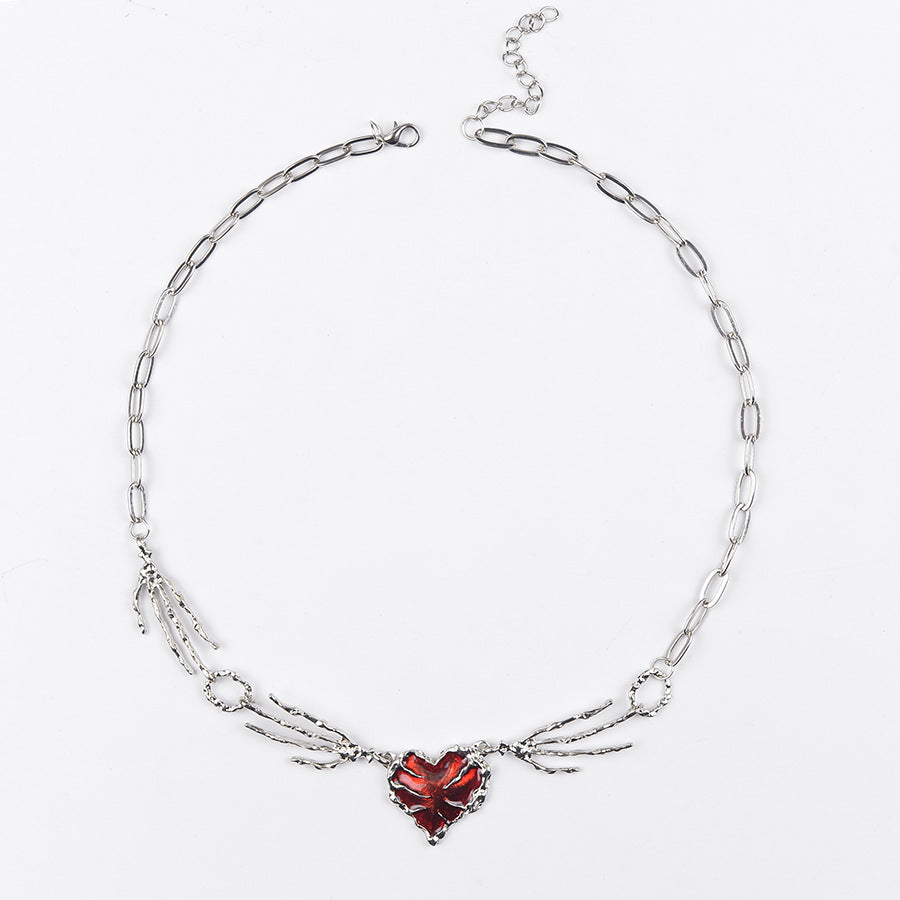 Paw Print Interlocking Heart Clavicle Chain