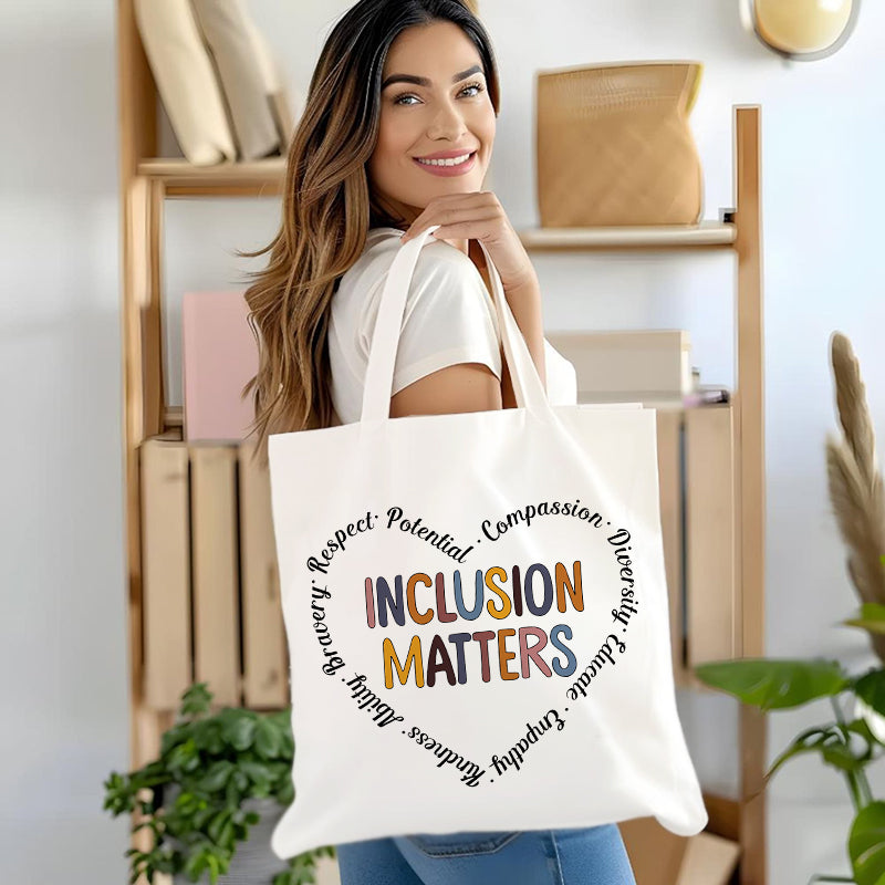 Inclusion Matter Heart Canvas Tote Bag