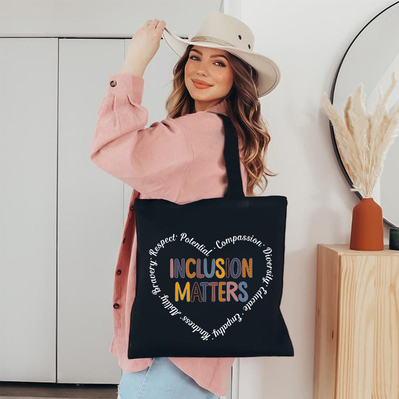 Inclusion Matter Heart Canvas Tote Bag
