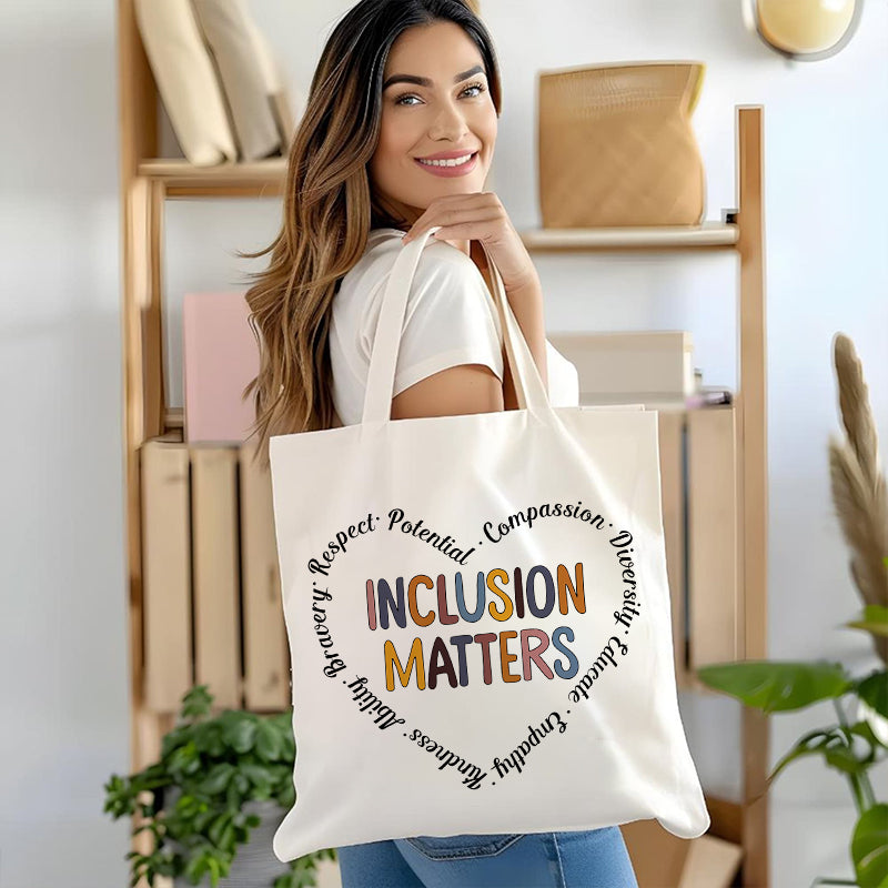 Inclusion Matter Heart Canvas Tote Bag