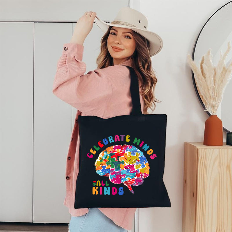 Celebrate Minds Of All Kinds Canvas Tote Bag