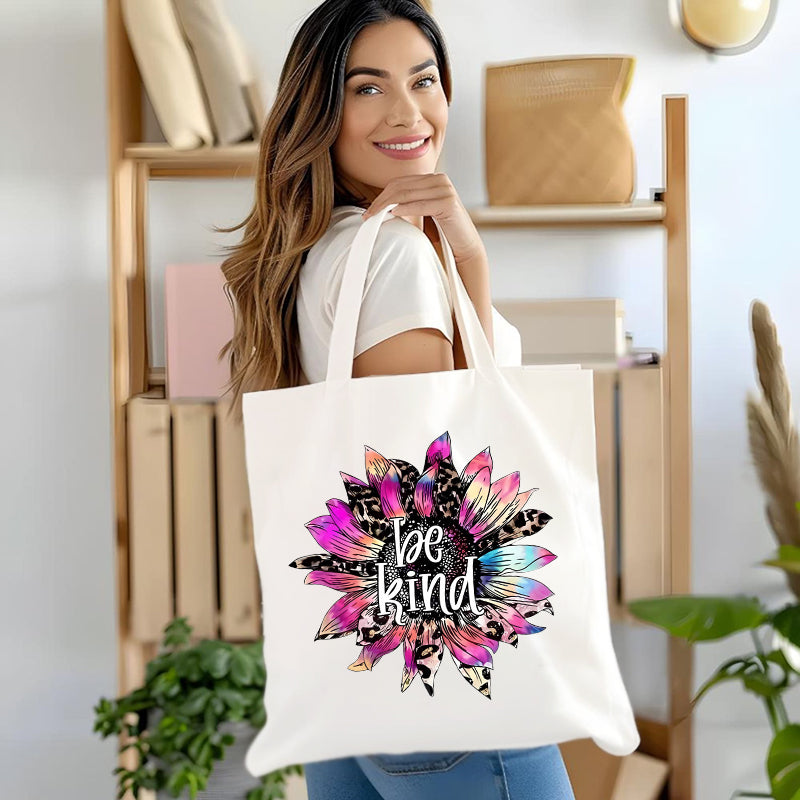 Leopard Pink Sunflower Canvas Tote Bag