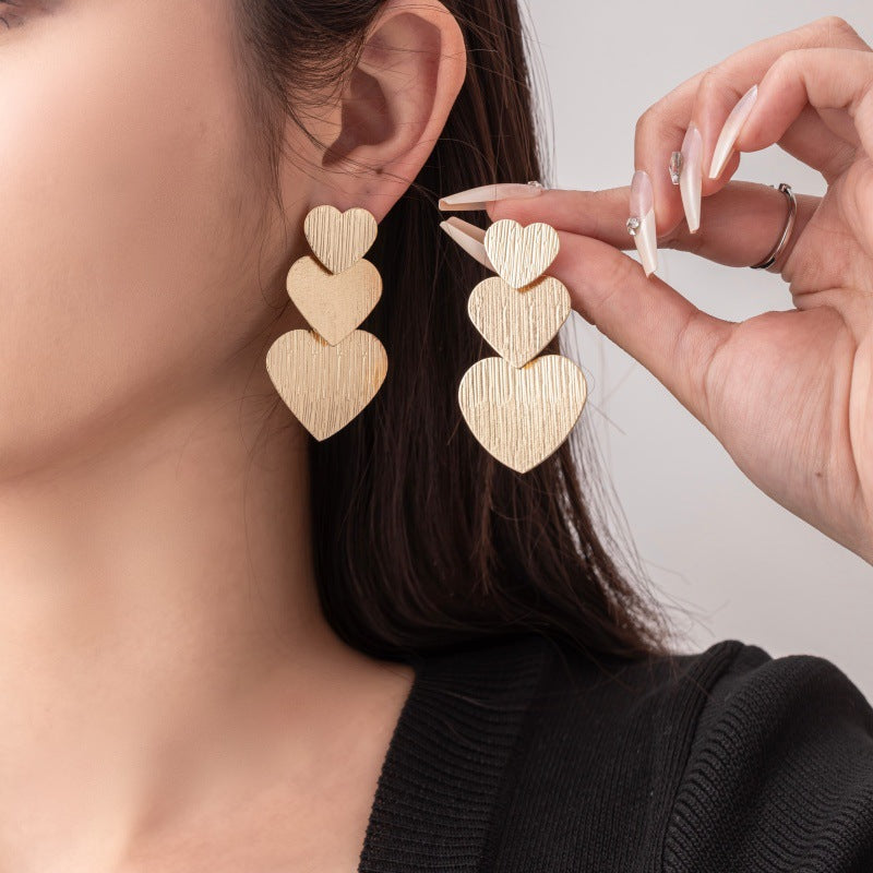 Three-Layered Heart-Shaped Earrings