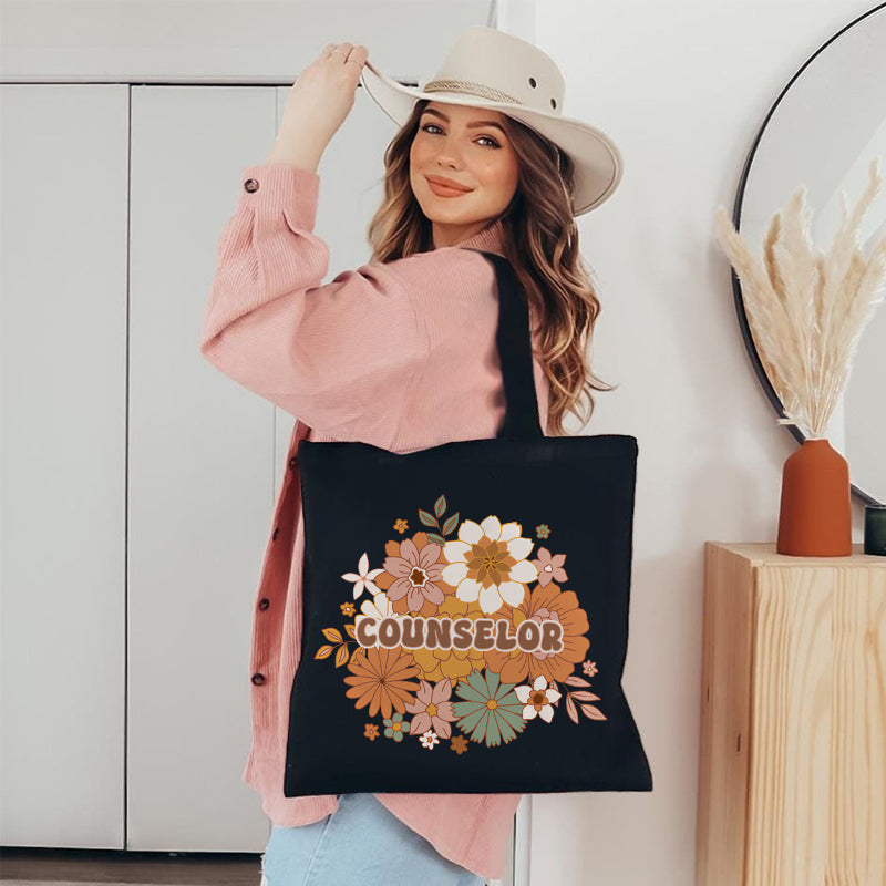 Floral Counselor Canvas Tote Bag