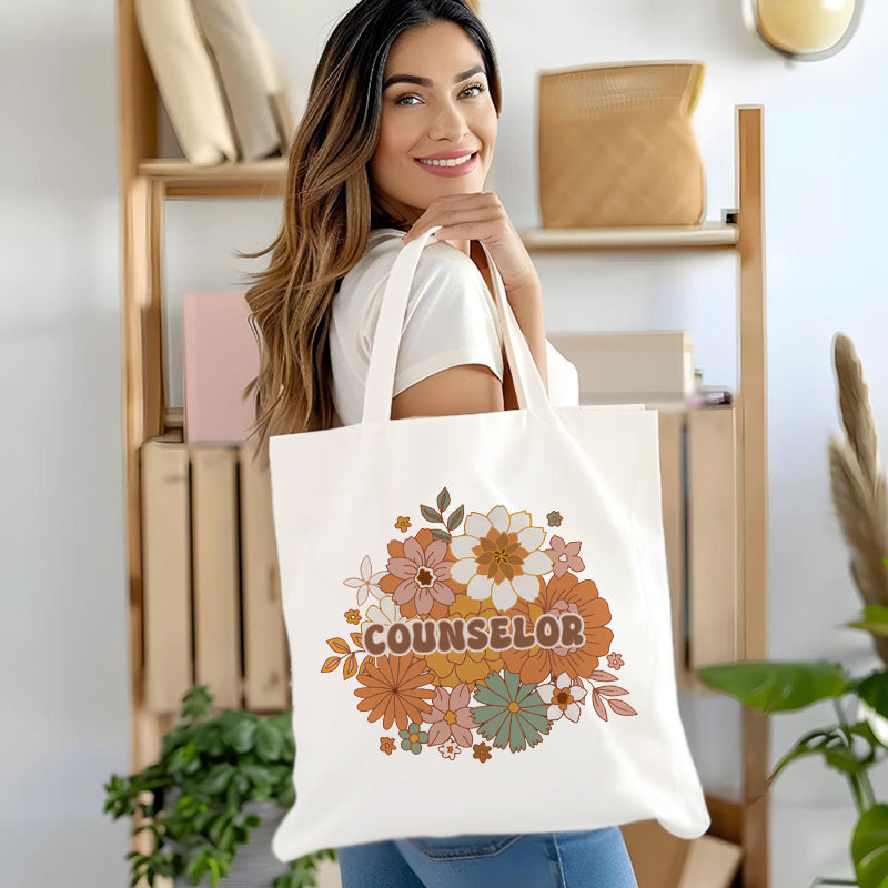 Floral Counselor Canvas Tote Bag