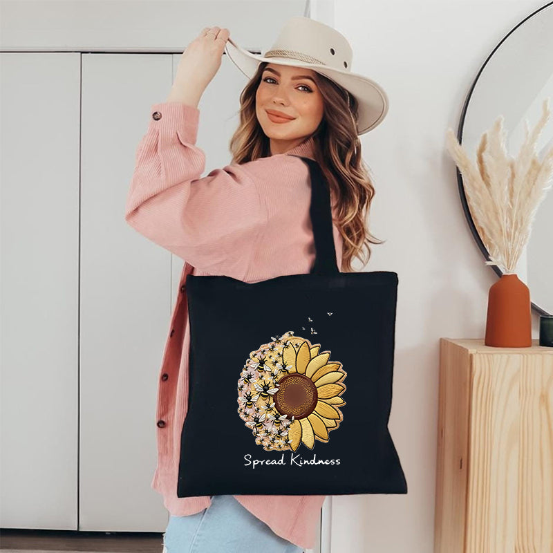 Spread Kindness Sunflower Canvas Tote Bag