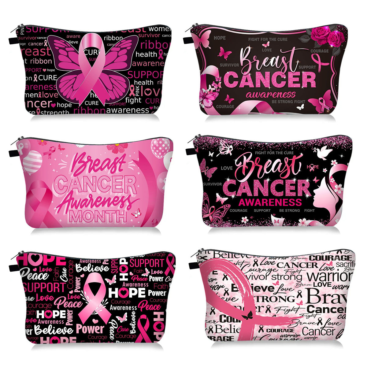 Caring For Women Makeup Bag With Pink Ribbon