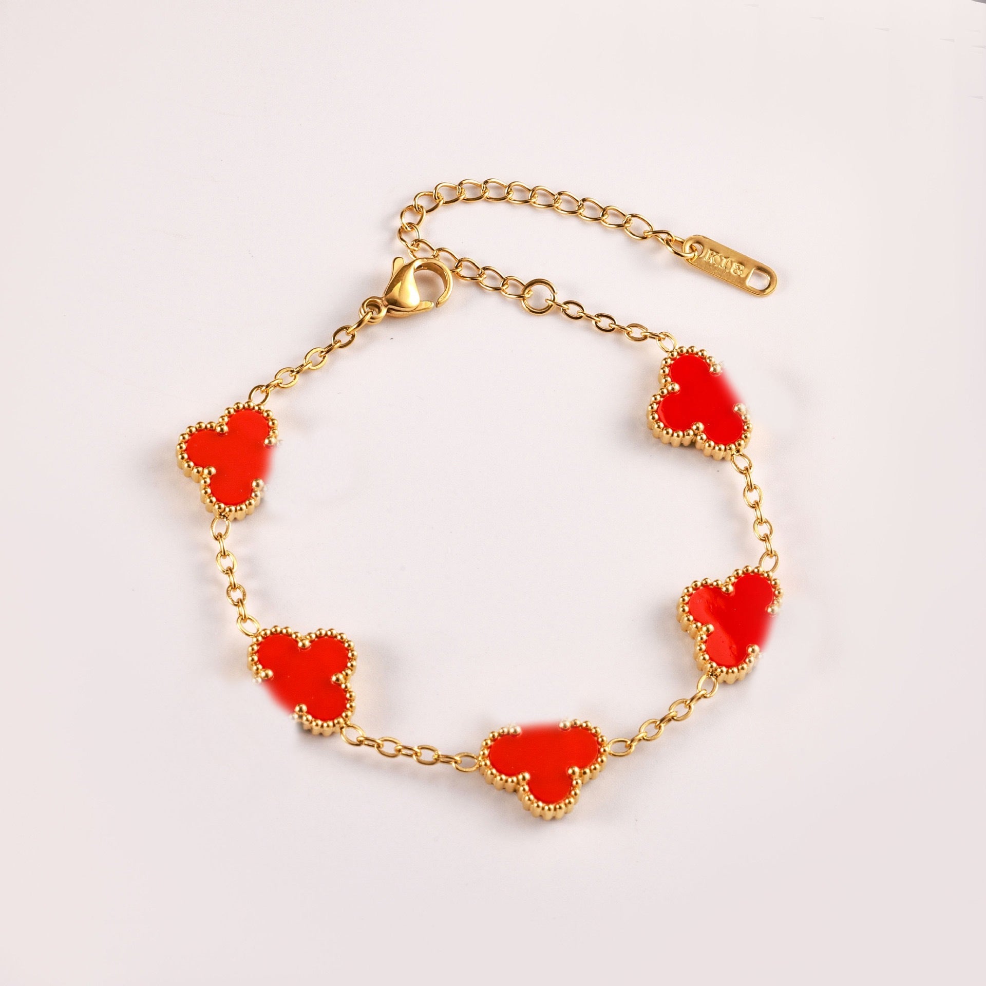 Double-Sided Mother-Of-Pearl Four-Leaf Clover Bracelet