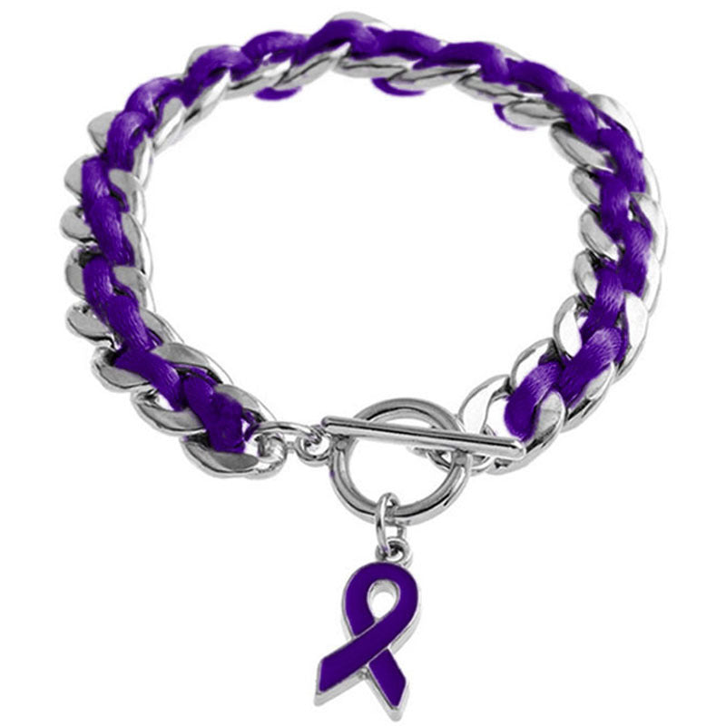 Threads of Hope” Purple Ribbon Woven Bracelet