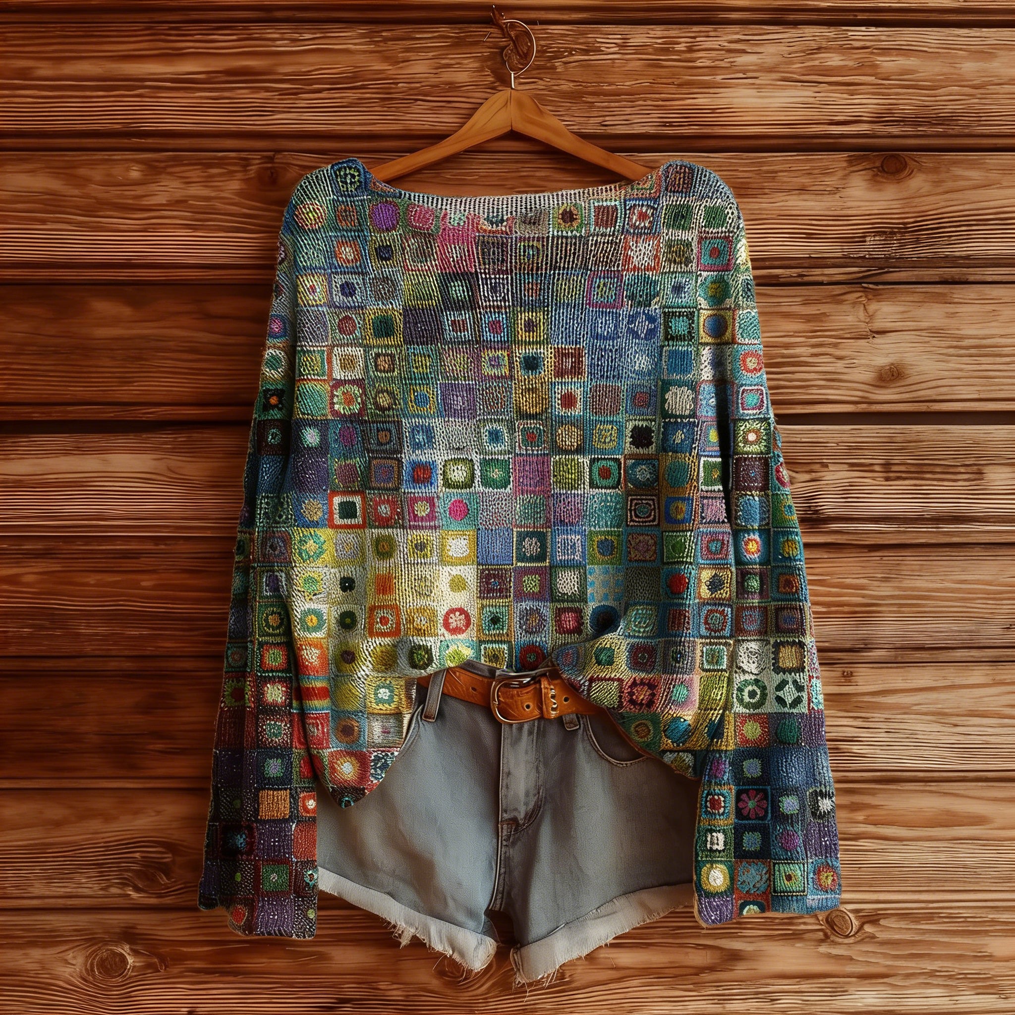 Color Block Drop Shoulder Crew Neck Sweater