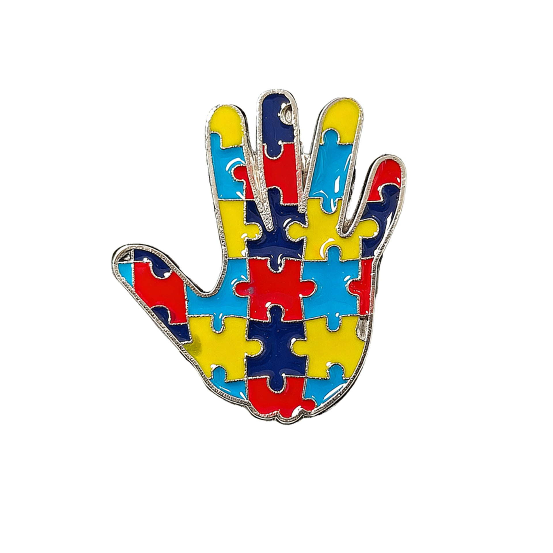 Color-Blocked Irregularly Shaped Building Block Puzzle Brooch