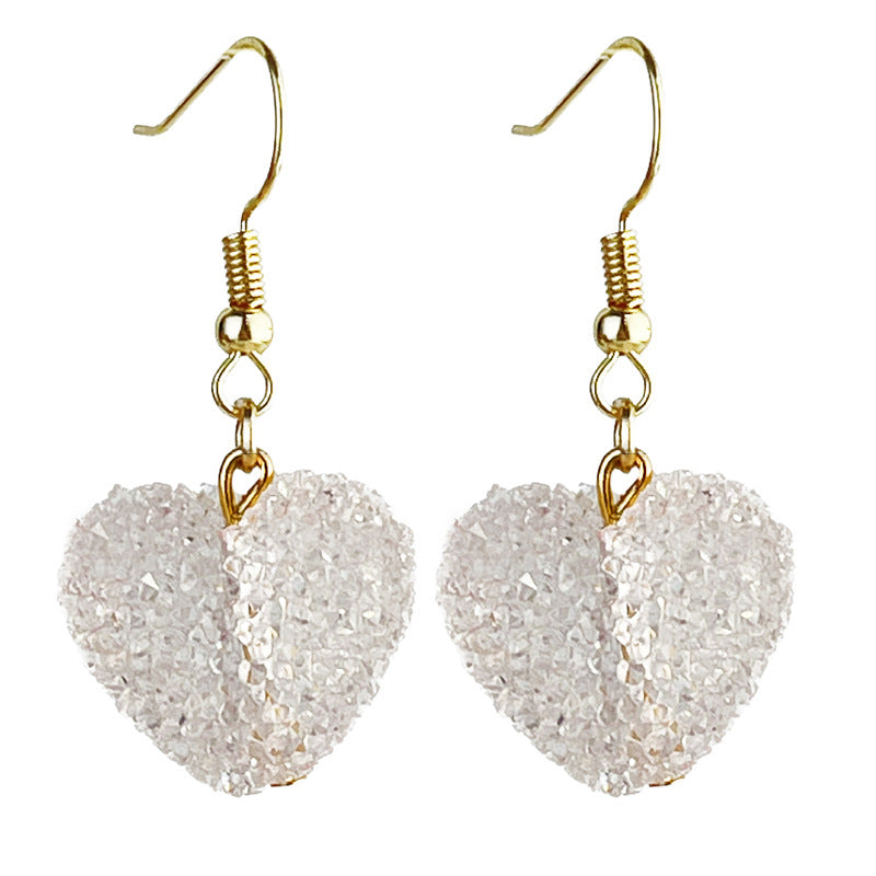 Valentine's Day Earrings Heart-Shaped 3d Pendant Simulated Candy Resin Diamond Earrings