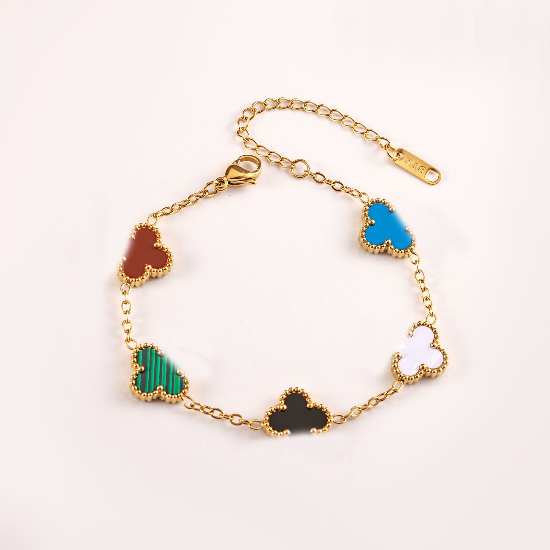 Double-Sided Mother-Of-Pearl Four-Leaf Clover Bracelet