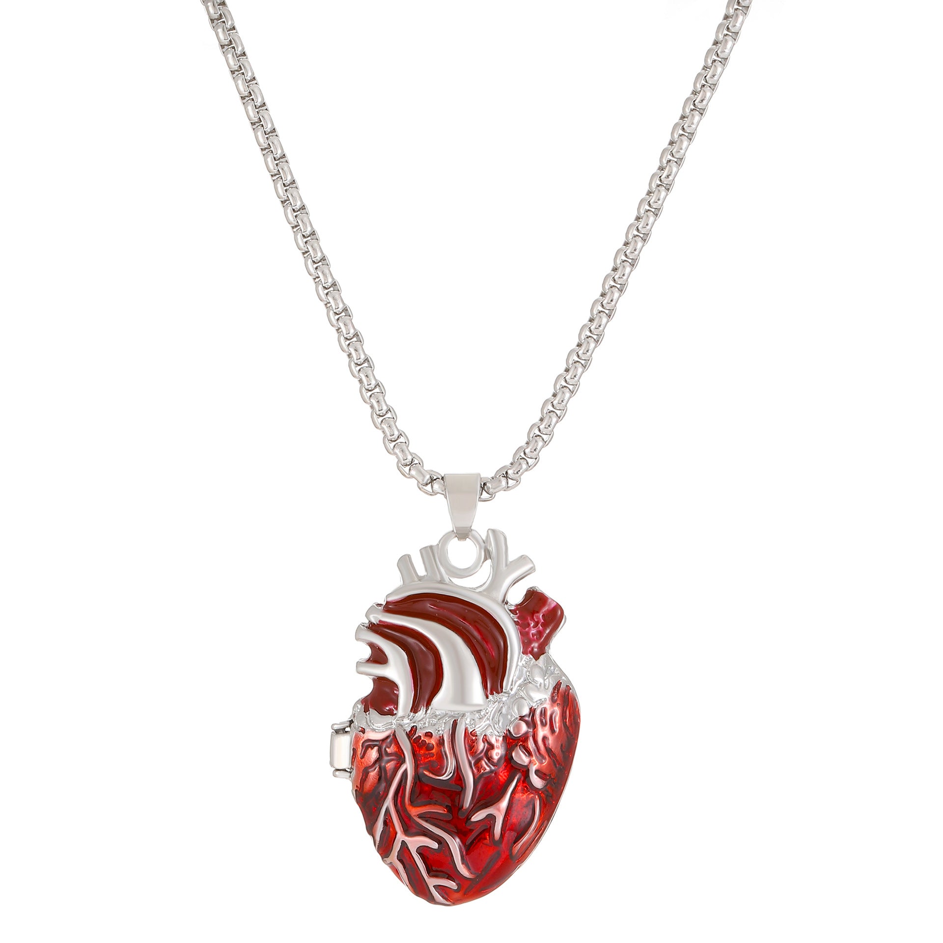 The Beating Heart Pendant Opens To Reveal A Red Heart-Shaped Box Necklace