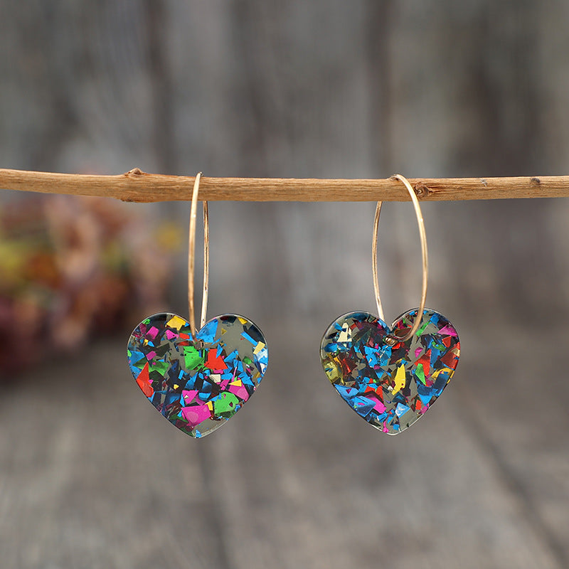 Valentine's Day Collection Hyuna-Style Sequined Transparent Heart-Shaped Women's Earrings